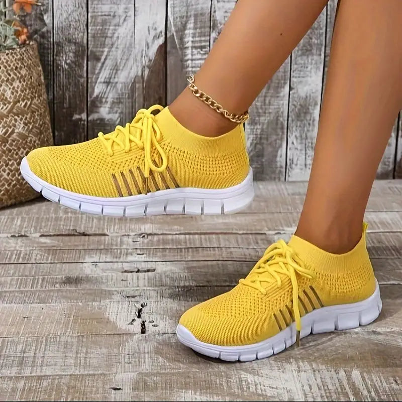 Women's Solid Color Lightweight Breathable Mesh Sneakers Trainers