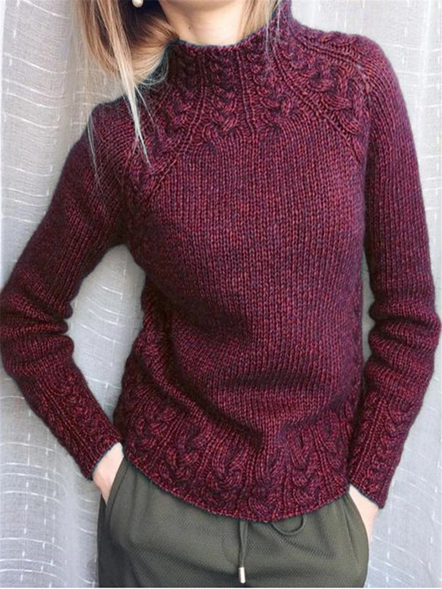 TRENDY PLAIN MOCK NECK SWEATER
