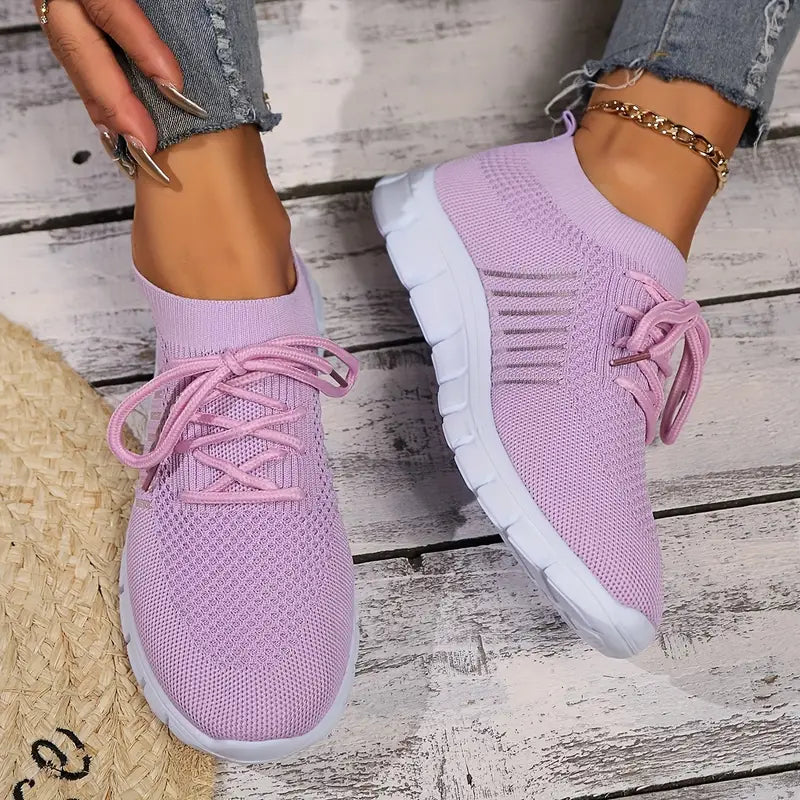 Women's Solid Color Lightweight Breathable Mesh Sneakers Trainers
