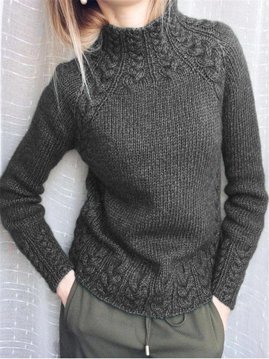 TRENDY PLAIN MOCK NECK SWEATER