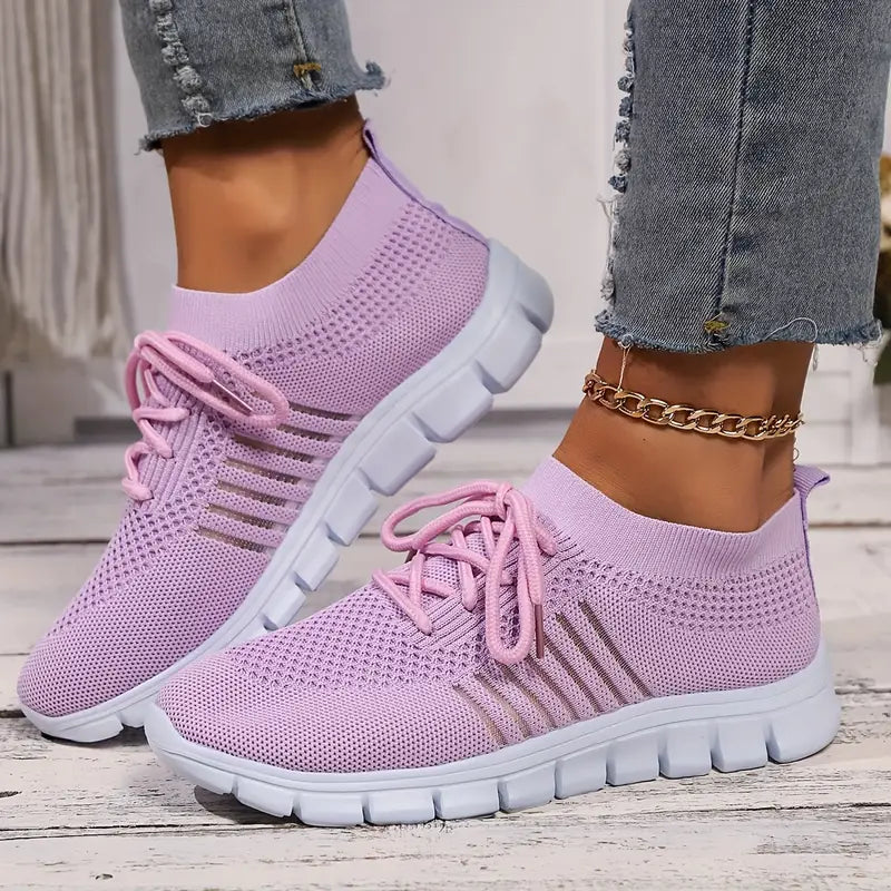 Women's Solid Color Lightweight Breathable Mesh Sneakers Trainers