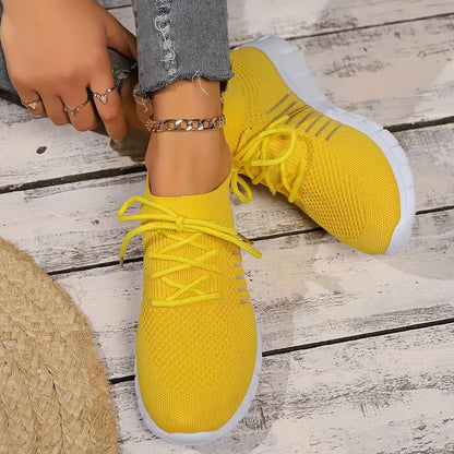 Women's Solid Color Lightweight Breathable Mesh Sneakers Trainers