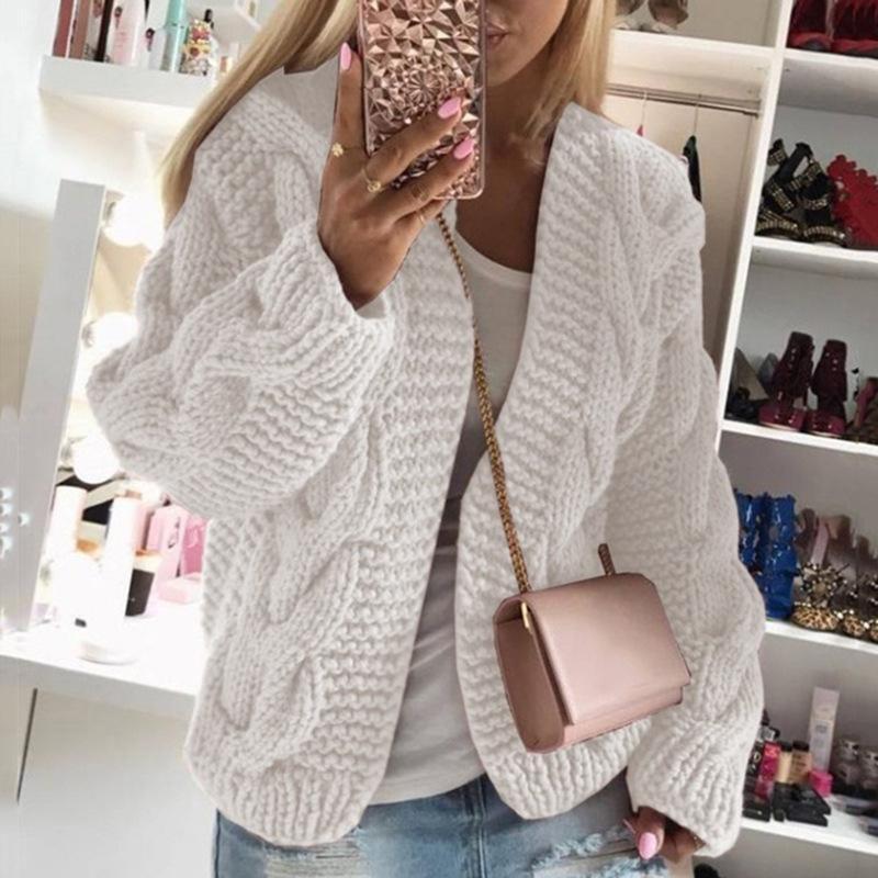 THICK THREAD TWIST KNIT CARDIGAN SWEATER