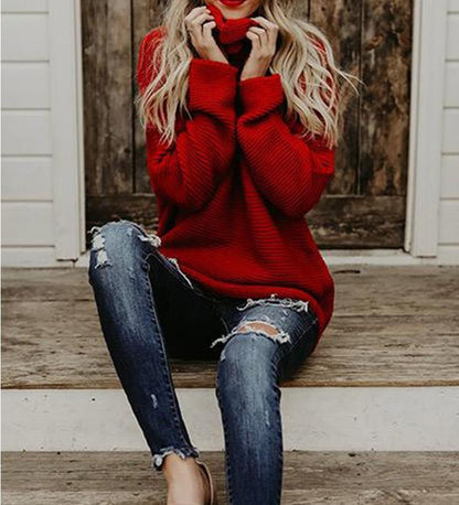 THICK-LINE LONG-SLEEVED TURTLENECK PULLOVER