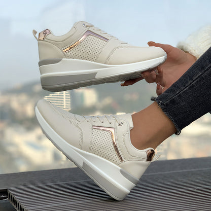 Women's Trendy Comfy Leather Wedge Sneakers
