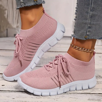 Women's Solid Color Lightweight Breathable Mesh Sneakers Trainers