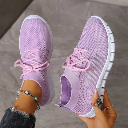 Women's Solid Color Lightweight Breathable Mesh Sneakers Trainers