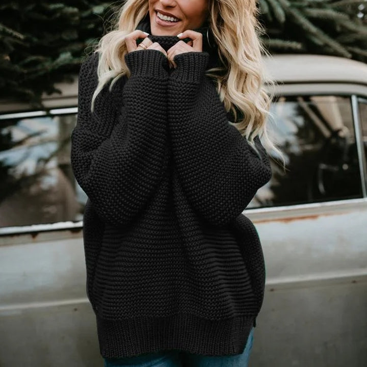 THICK-LINE LONG-SLEEVED TURTLENECK PULLOVER