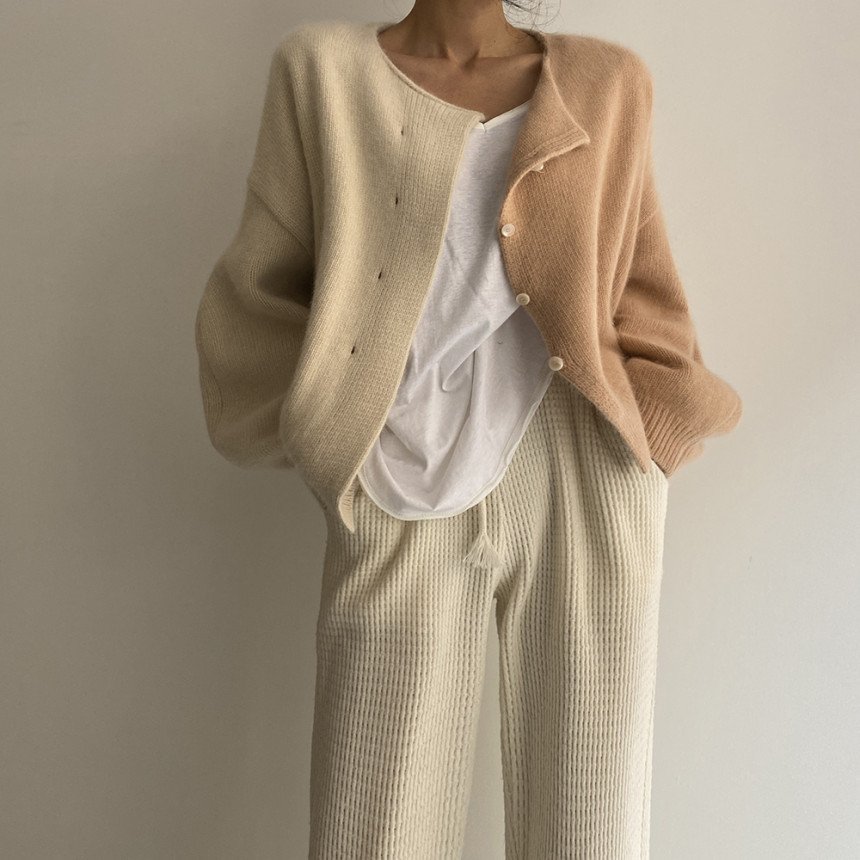 Contrast Stitching Single-Breasted Cardigan Jacket