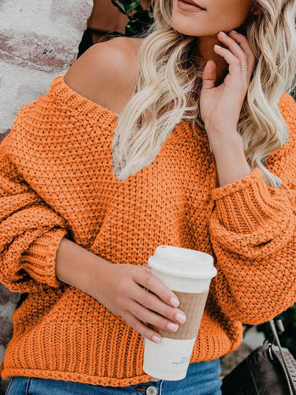 LOOSE KNIT V-NECK SWEATER