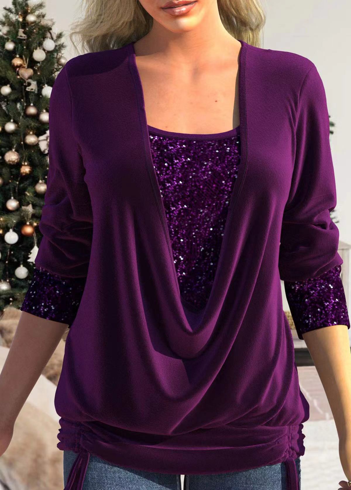 Sequins Long Sleeve Shirt