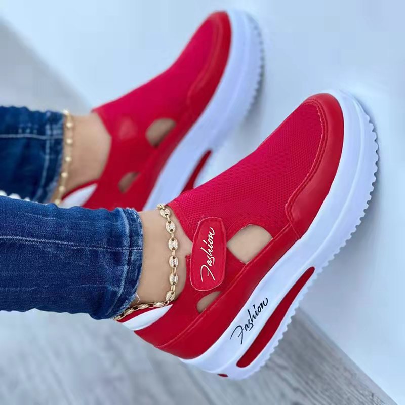 Women's Breathable Cut‑Out Platform Trainers Orthopaedic Cushioned Walking Shoes