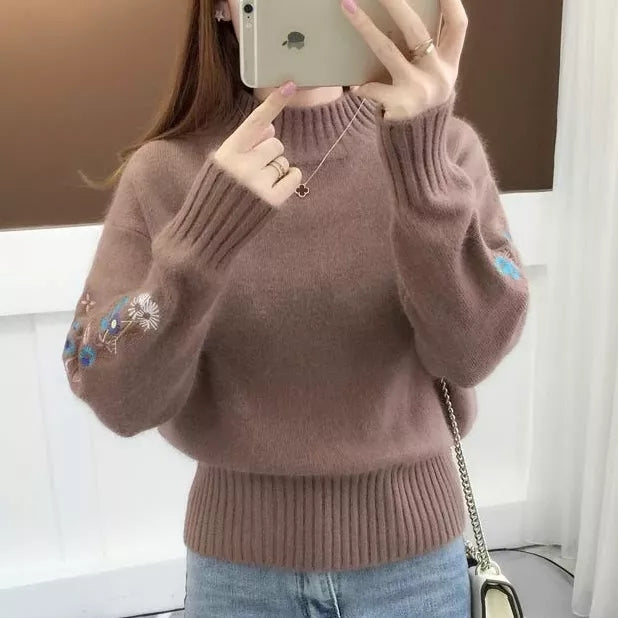 🔥Cashmere Knitted Floral Embroidery Thick Sweater