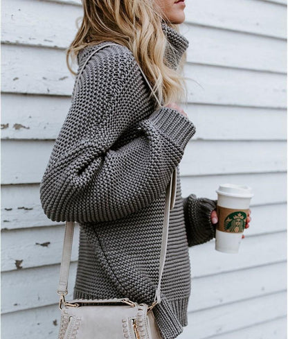 THICK-LINE LONG-SLEEVED TURTLENECK PULLOVER