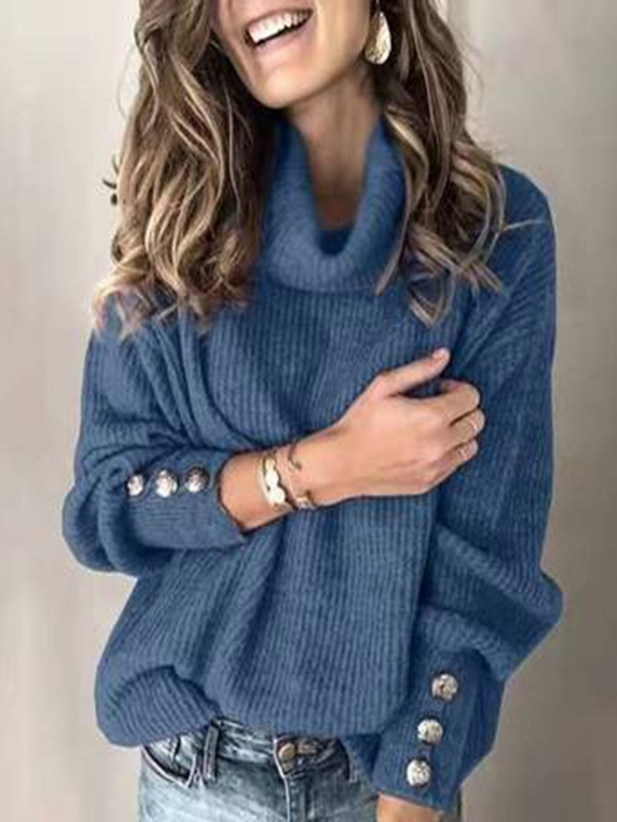 TURTLENECK WARM KNITTED OVERSIZED SWEATER