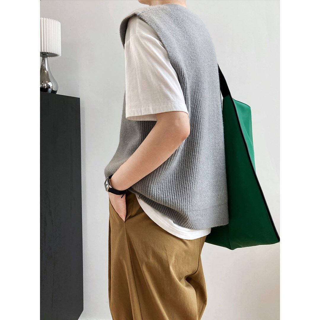 Texture Knit Cardigan Sleeveless Vest Sweater
