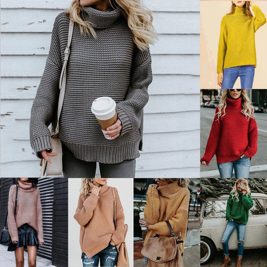 THICK-LINE LONG-SLEEVED TURTLENECK PULLOVER