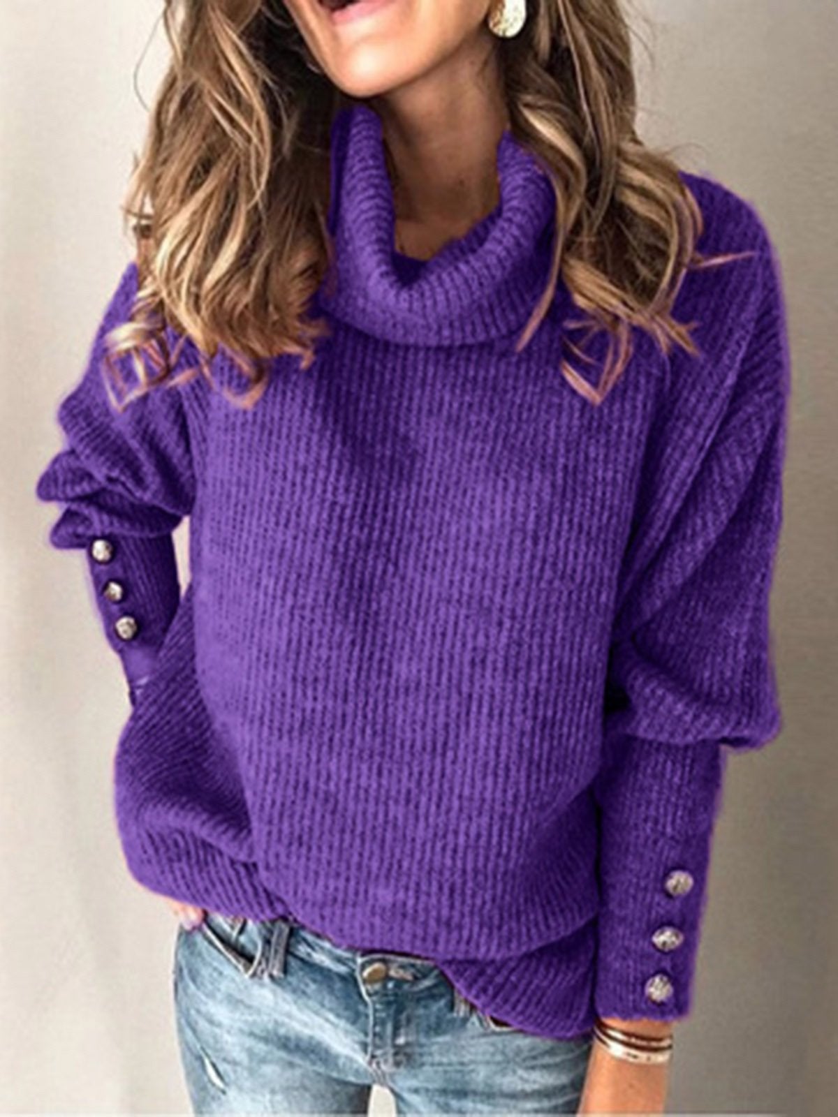 TURTLENECK WARM KNITTED OVERSIZED SWEATER