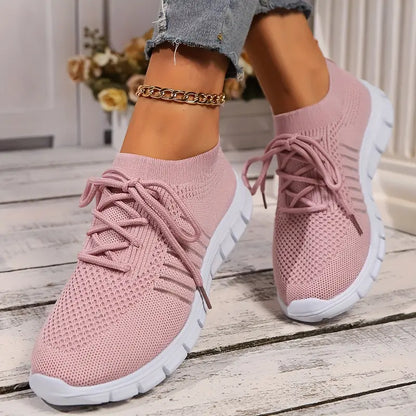 Women's Solid Color Lightweight Breathable Mesh Sneakers Trainers