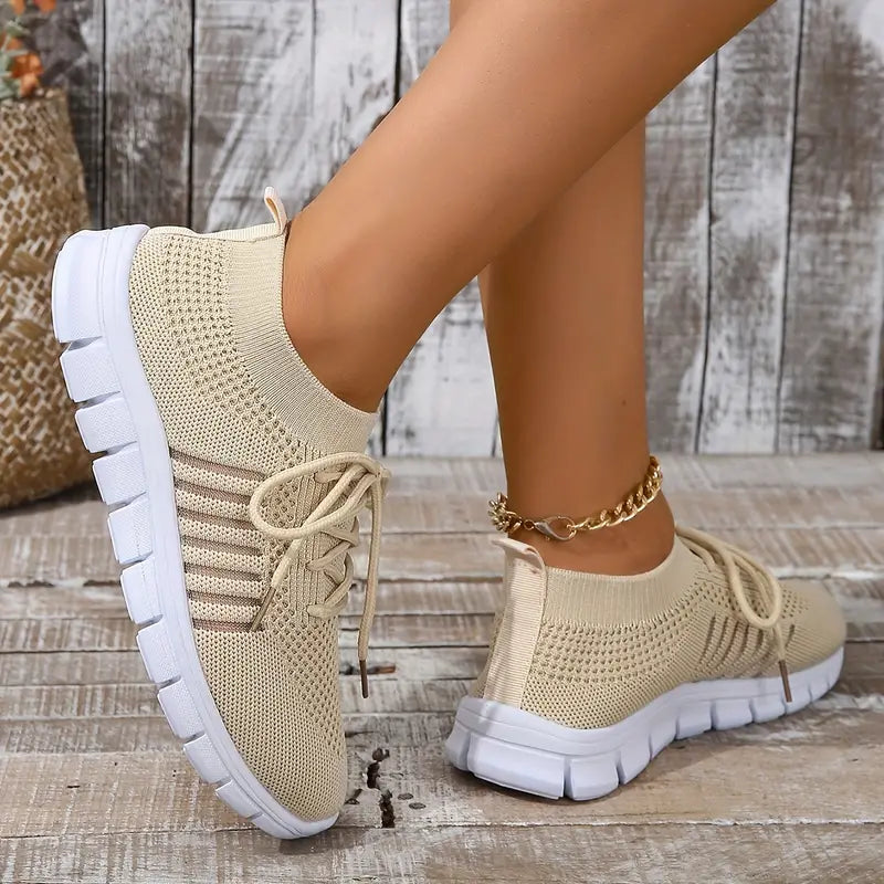 Women's Solid Color Lightweight Breathable Mesh Sneakers Trainers