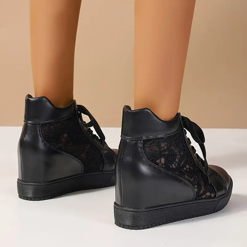 Women's Breathable Lace Wedge Sneakers