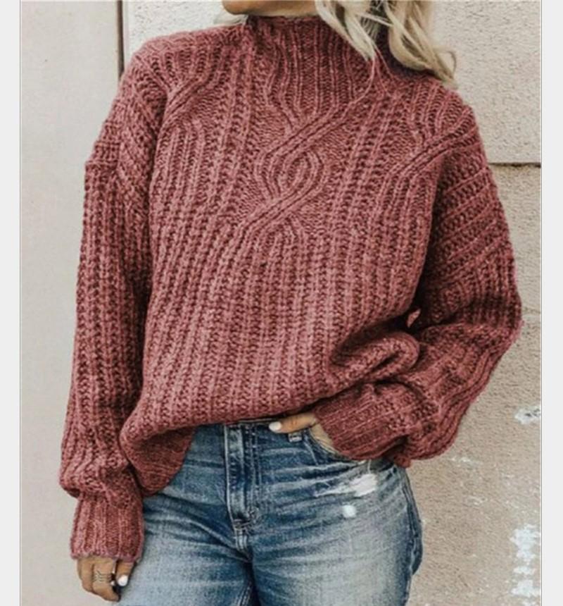 SOLID COLOR KNITTED SWEATER