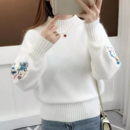 🔥Cashmere Knitted Floral Embroidery Thick Sweater