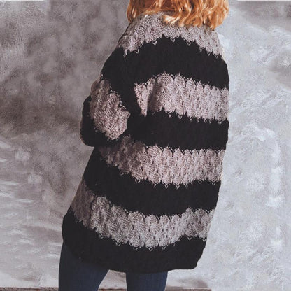 STYLISH COLOR BLOCK PRINT ROUND NECK SWEATER