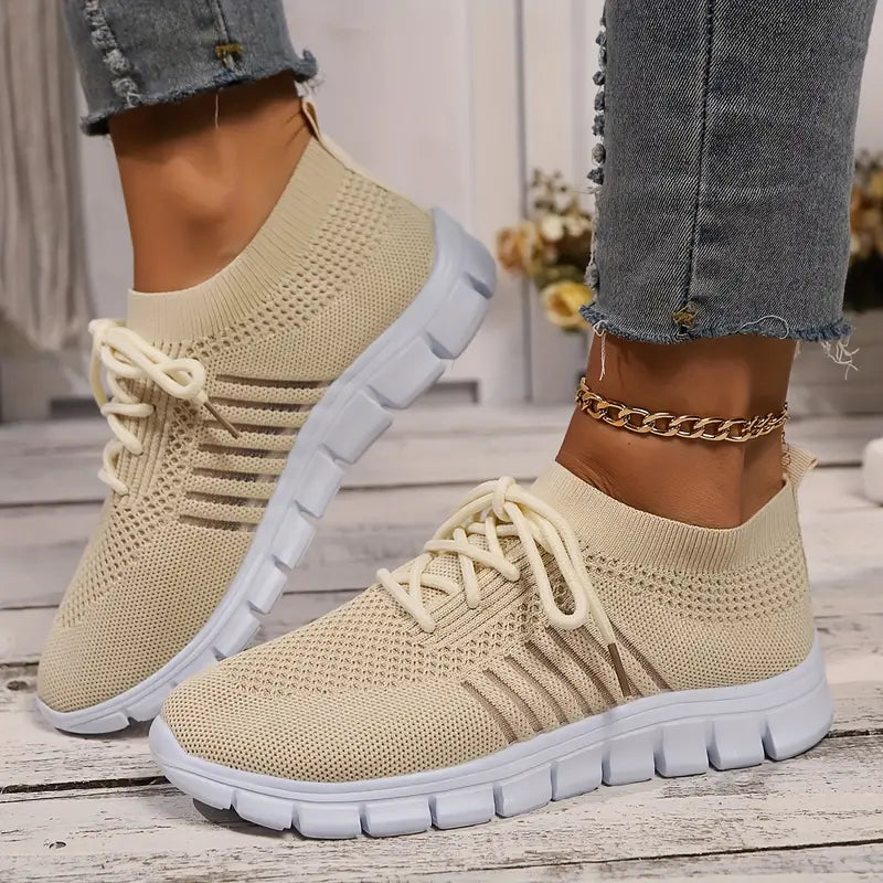 Women's Solid Color Lightweight Breathable Mesh Sneakers Trainers