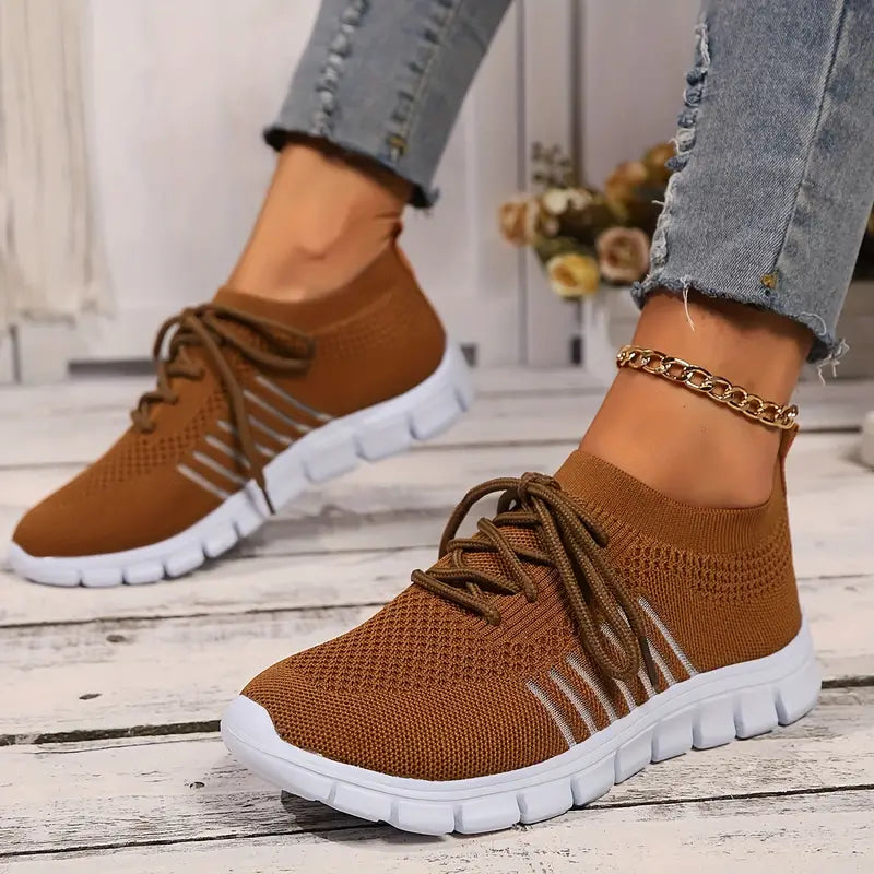 Women's Solid Color Lightweight Breathable Mesh Sneakers Trainers