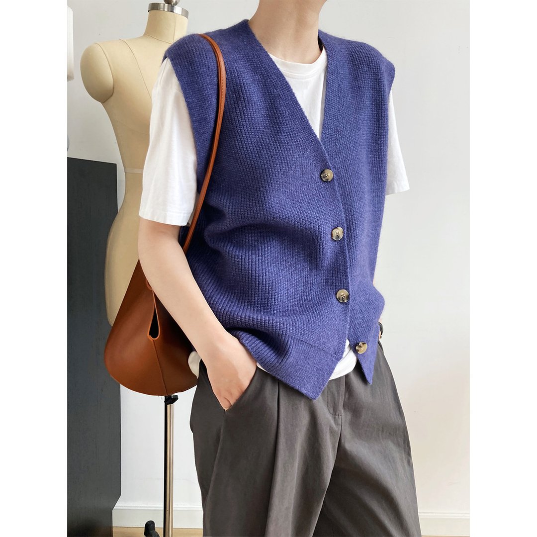 Texture Knit Cardigan Sleeveless Vest Sweater
