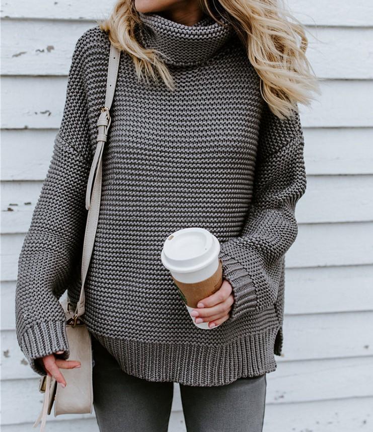 THICK-LINE LONG-SLEEVED TURTLENECK PULLOVER