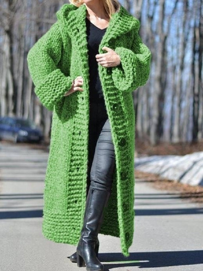 Plain Casual Long Cotton Sweater Coat