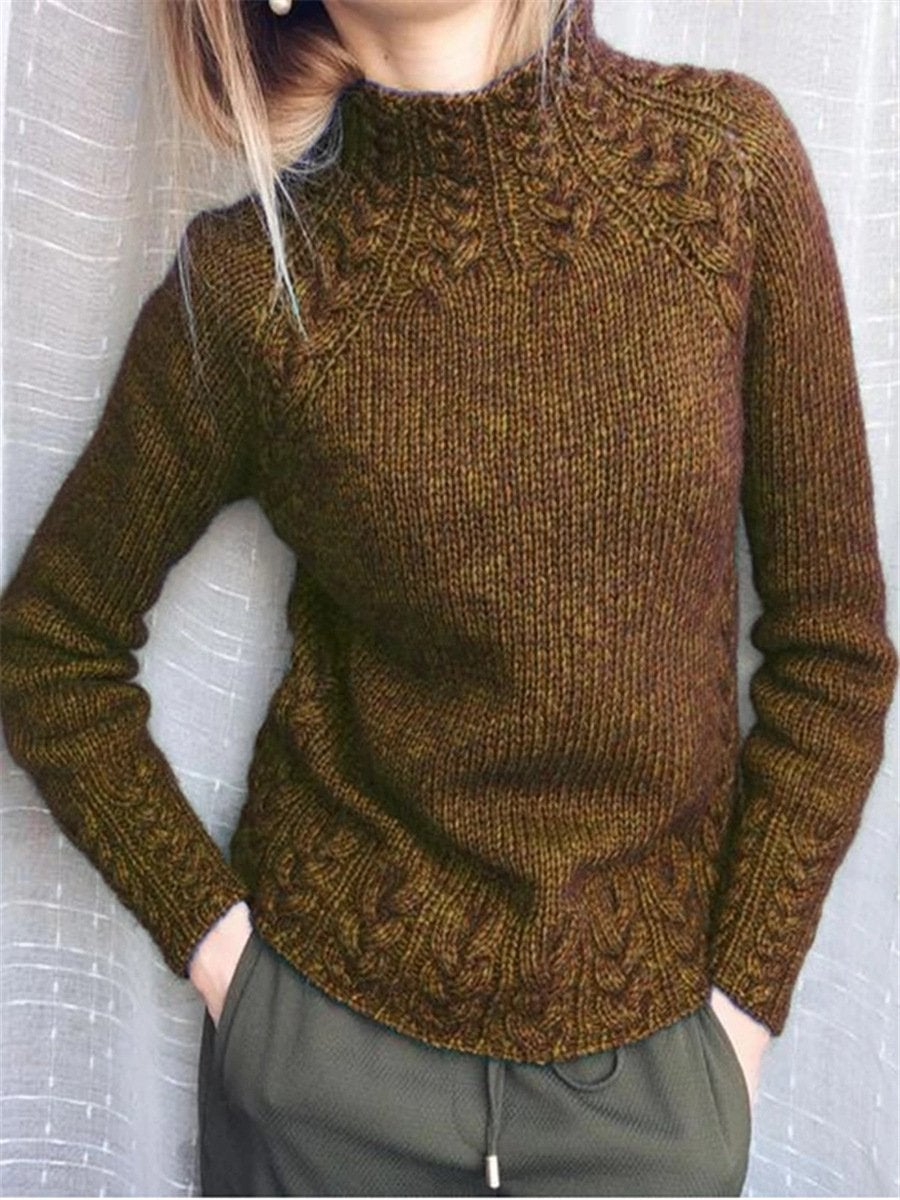 TRENDY PLAIN MOCK NECK SWEATER