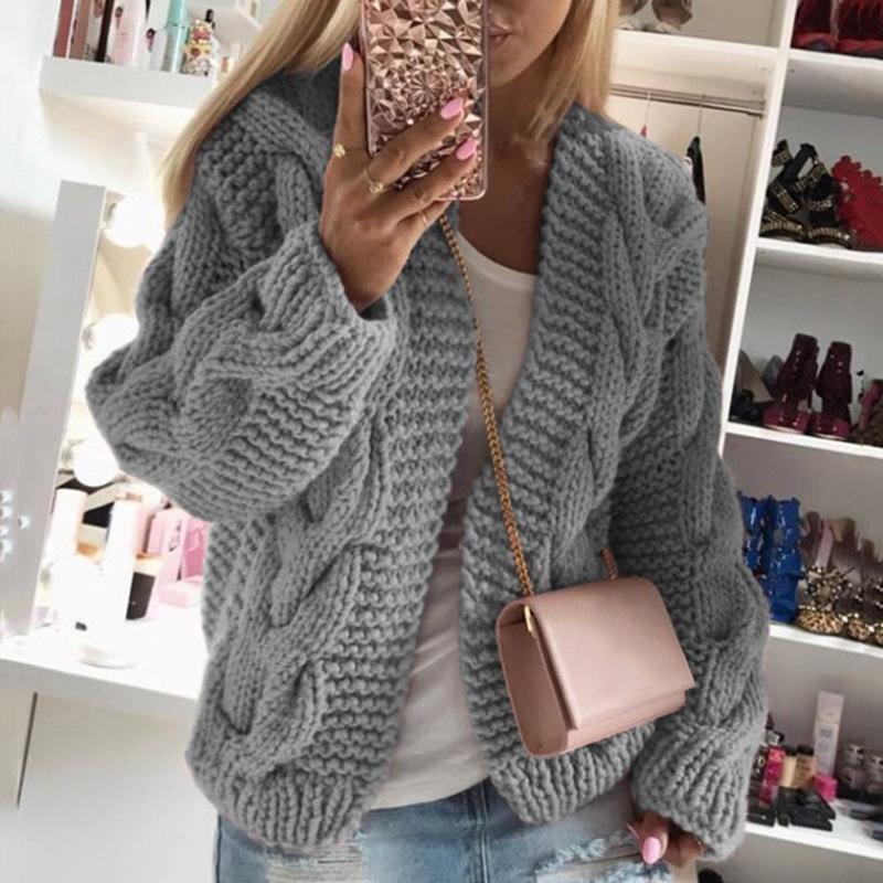 THICK THREAD TWIST KNIT CARDIGAN SWEATER