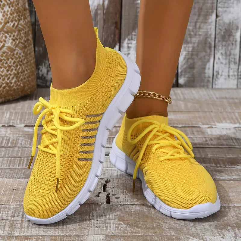 Women's Solid Color Lightweight Breathable Mesh Sneakers Trainers