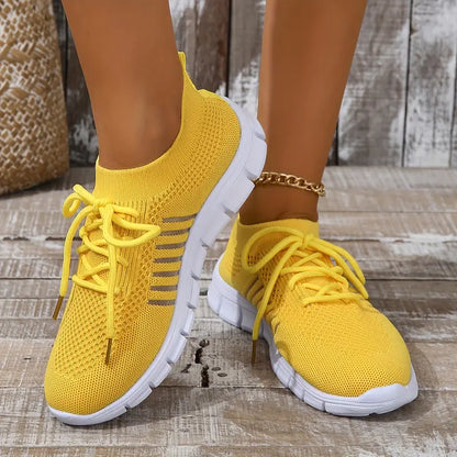 Women's Solid Color Lightweight Breathable Mesh Sneakers Trainers