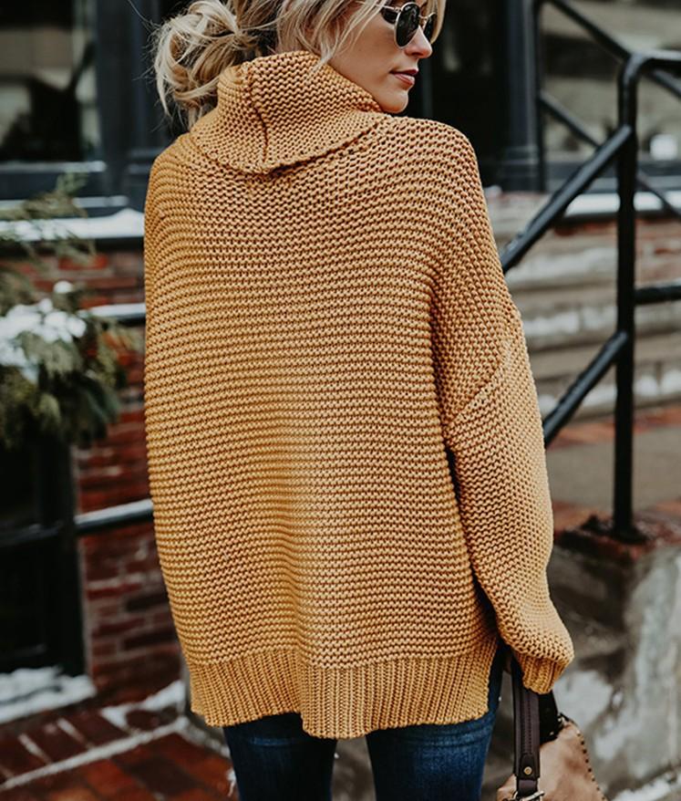 THICK-LINE LONG-SLEEVED TURTLENECK PULLOVER