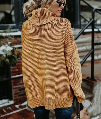 THICK-LINE LONG-SLEEVED TURTLENECK PULLOVER