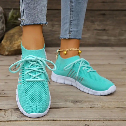 Women's Solid Color Lightweight Breathable Mesh Sneakers Trainers
