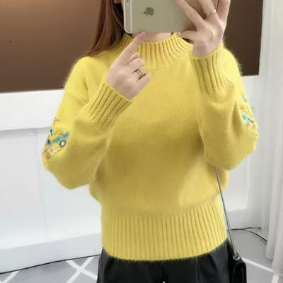 🔥Cashmere Knitted Floral Embroidery Thick Sweater