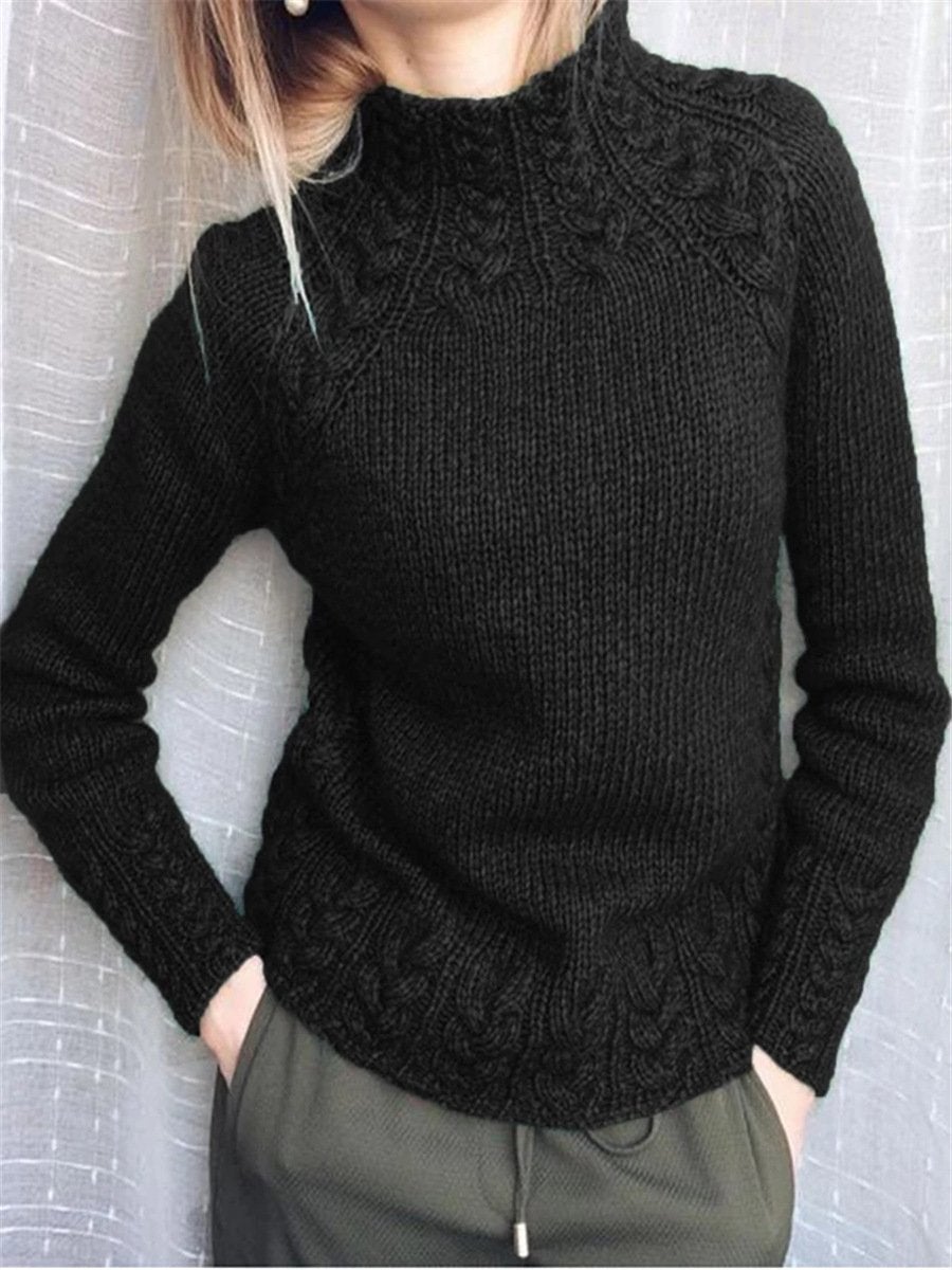 TRENDY PLAIN MOCK NECK SWEATER