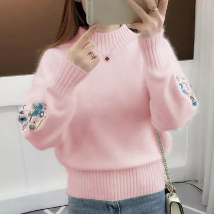 🔥Cashmere Knitted Floral Embroidery Thick Sweater