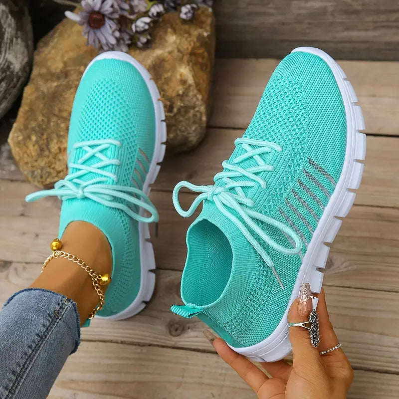 Women's Solid Color Lightweight Breathable Mesh Sneakers Trainers