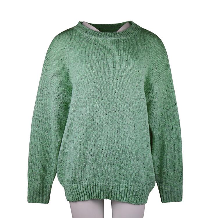 RETRO SOLID COLOR ROUND NECK MULTICOLOR SWEATER