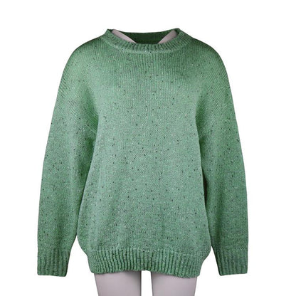 RETRO SOLID COLOR ROUND NECK MULTICOLOR SWEATER