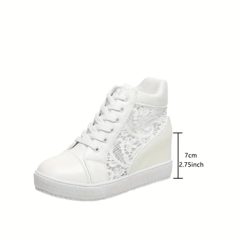 Women's Breathable Lace Wedge Sneakers