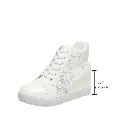 Women's Breathable Lace Wedge Sneakers