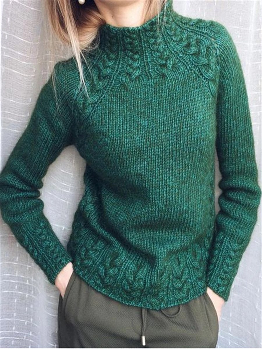 TRENDY PLAIN MOCK NECK SWEATER