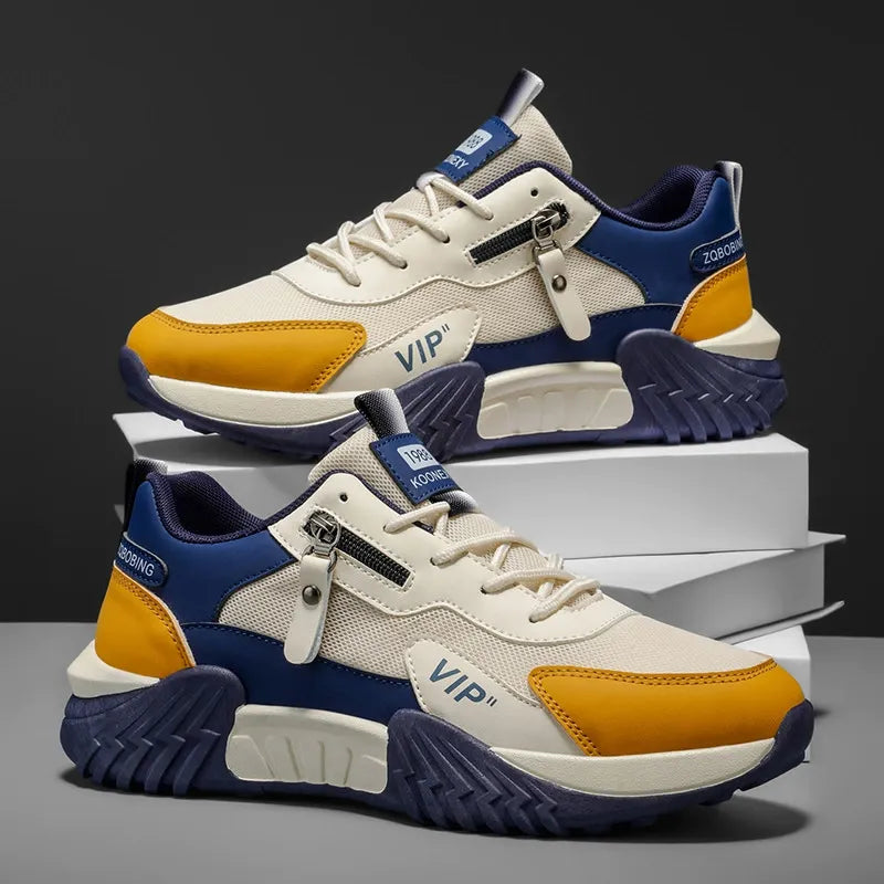 Men's Comfortable Colour‑Block  Zip‑Side Trainers Walking Shoes